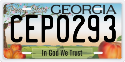 GA license plate CEP0293