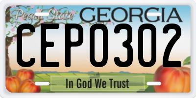 GA license plate CEP0302