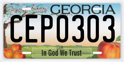 GA license plate CEP0303