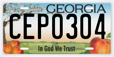 GA license plate CEP0304
