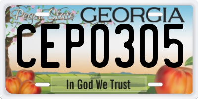GA license plate CEP0305