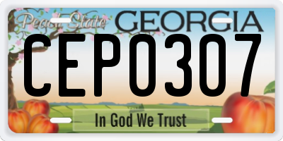 GA license plate CEP0307