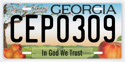 GA license plate CEP0309
