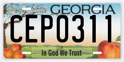 GA license plate CEP0311