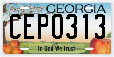 GA license plate CEP0313