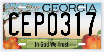 GA license plate CEP0317