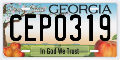 GA license plate CEP0319