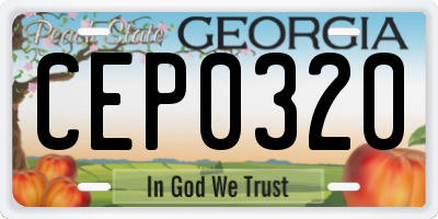 GA license plate CEP0320
