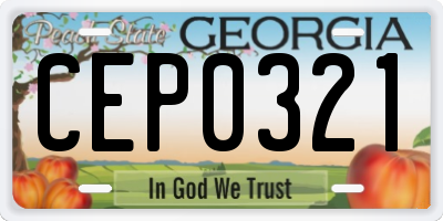 GA license plate CEP0321