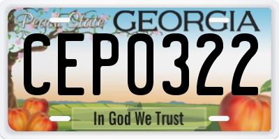 GA license plate CEP0322