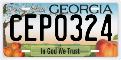 GA license plate CEP0324