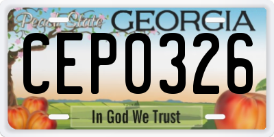 GA license plate CEP0326