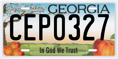 GA license plate CEP0327