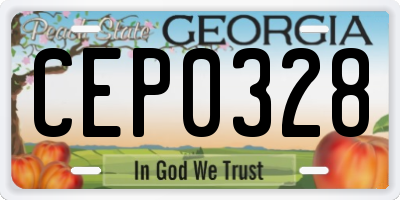 GA license plate CEP0328