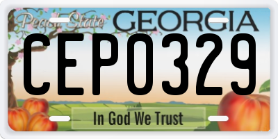 GA license plate CEP0329