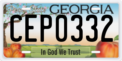 GA license plate CEP0332