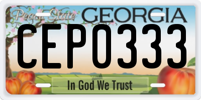 GA license plate CEP0333