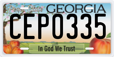 GA license plate CEP0335