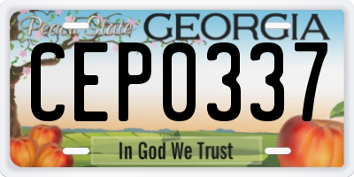GA license plate CEP0337