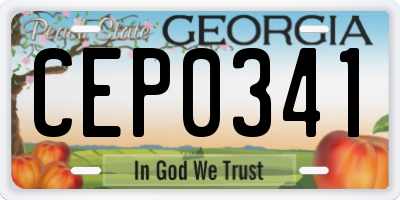 GA license plate CEP0341