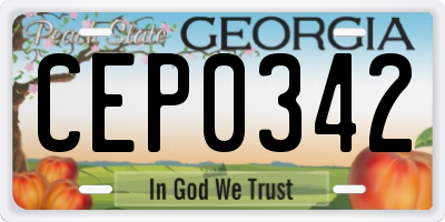 GA license plate CEP0342