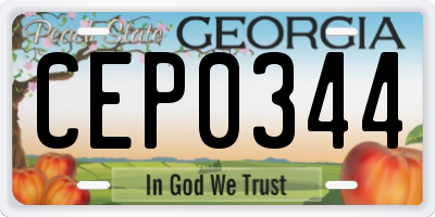 GA license plate CEP0344