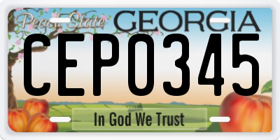 GA license plate CEP0345