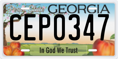 GA license plate CEP0347