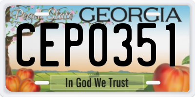 GA license plate CEP0351