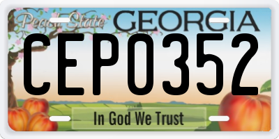 GA license plate CEP0352