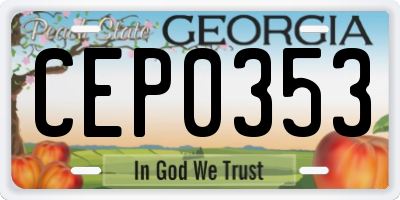 GA license plate CEP0353