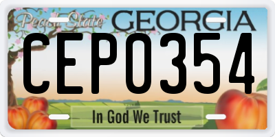 GA license plate CEP0354