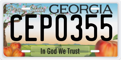 GA license plate CEP0355