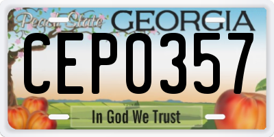 GA license plate CEP0357