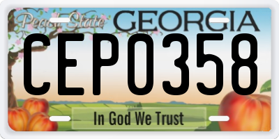 GA license plate CEP0358