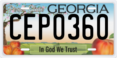 GA license plate CEP0360