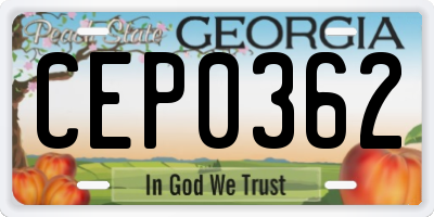 GA license plate CEP0362