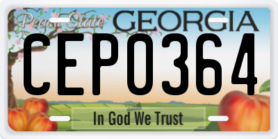 GA license plate CEP0364