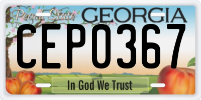 GA license plate CEP0367