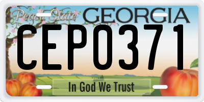 GA license plate CEP0371