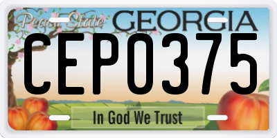 GA license plate CEP0375