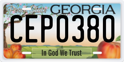GA license plate CEP0380