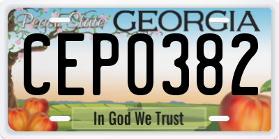 GA license plate CEP0382