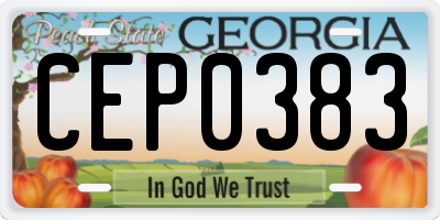 GA license plate CEP0383