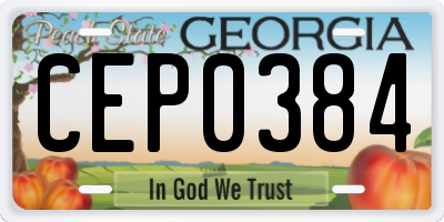 GA license plate CEP0384