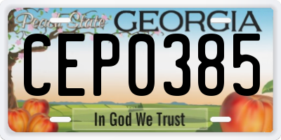 GA license plate CEP0385