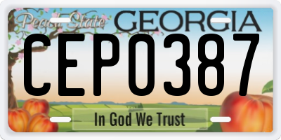 GA license plate CEP0387