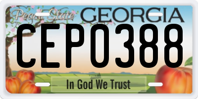 GA license plate CEP0388