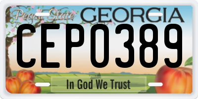 GA license plate CEP0389