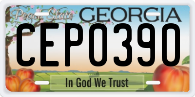 GA license plate CEP0390
